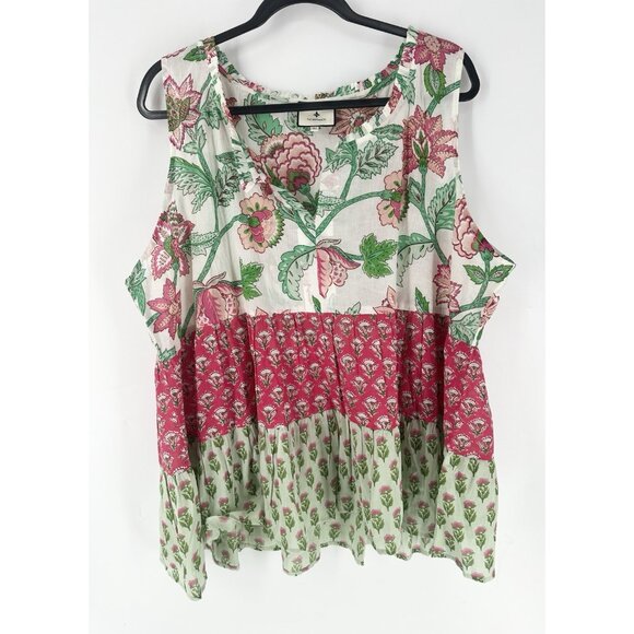 Tuckernuck Floral Sleeveless Blouse Women’s 3XL EUC - Picture 1 of 5